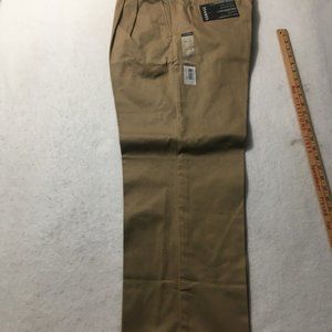 George Pants Men's 36X30 Combed Cotton khaki Pleated Cuffs Relaxed New With Tags